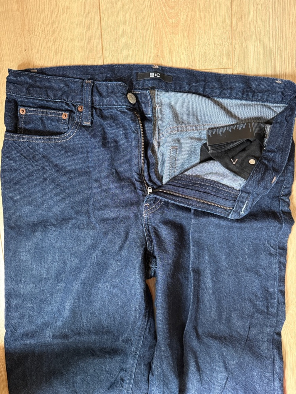 Womens Uniqlo 29 Dark Blue Wide Denim Jeans